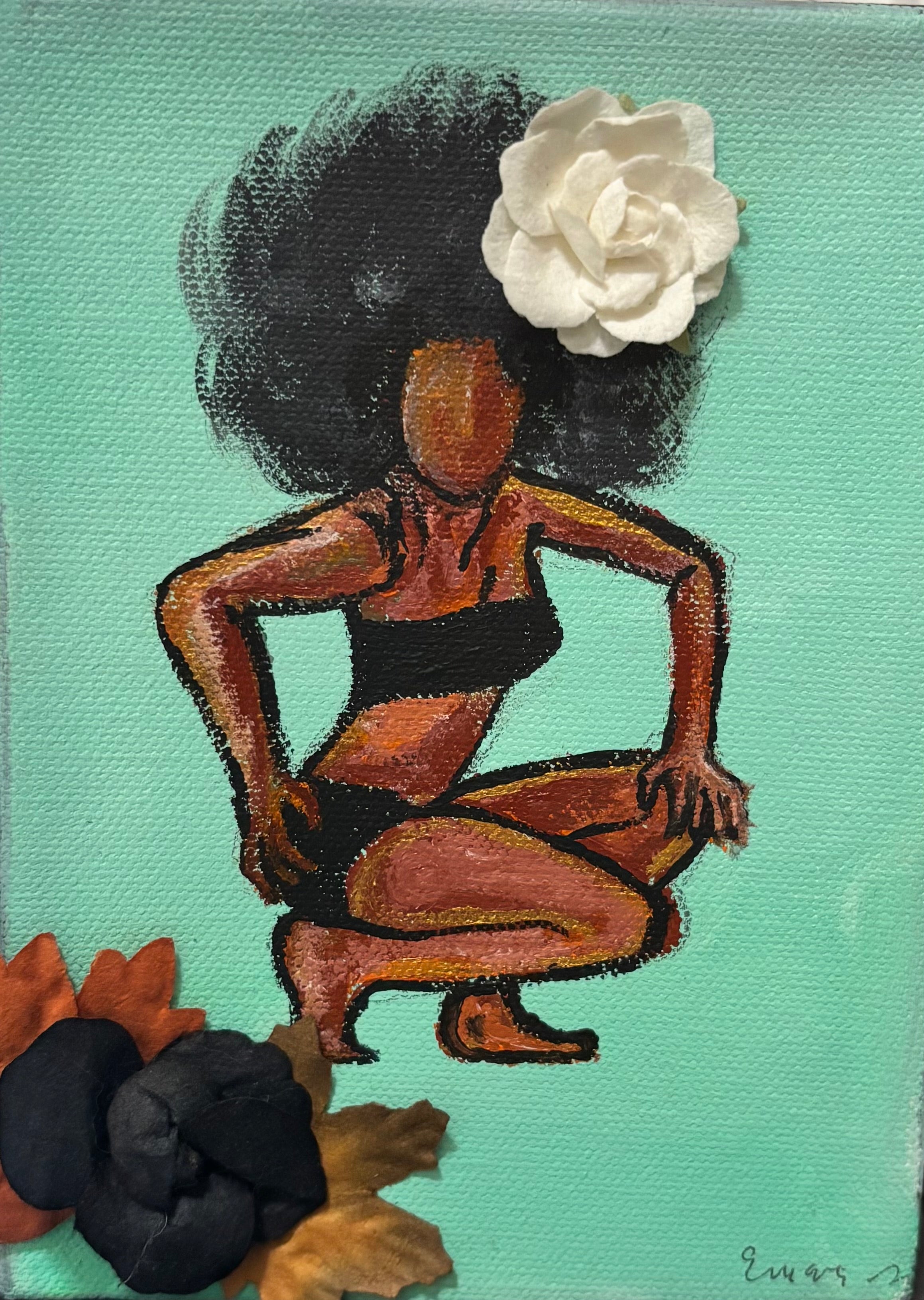 “White rose, Autumn Leaves”
